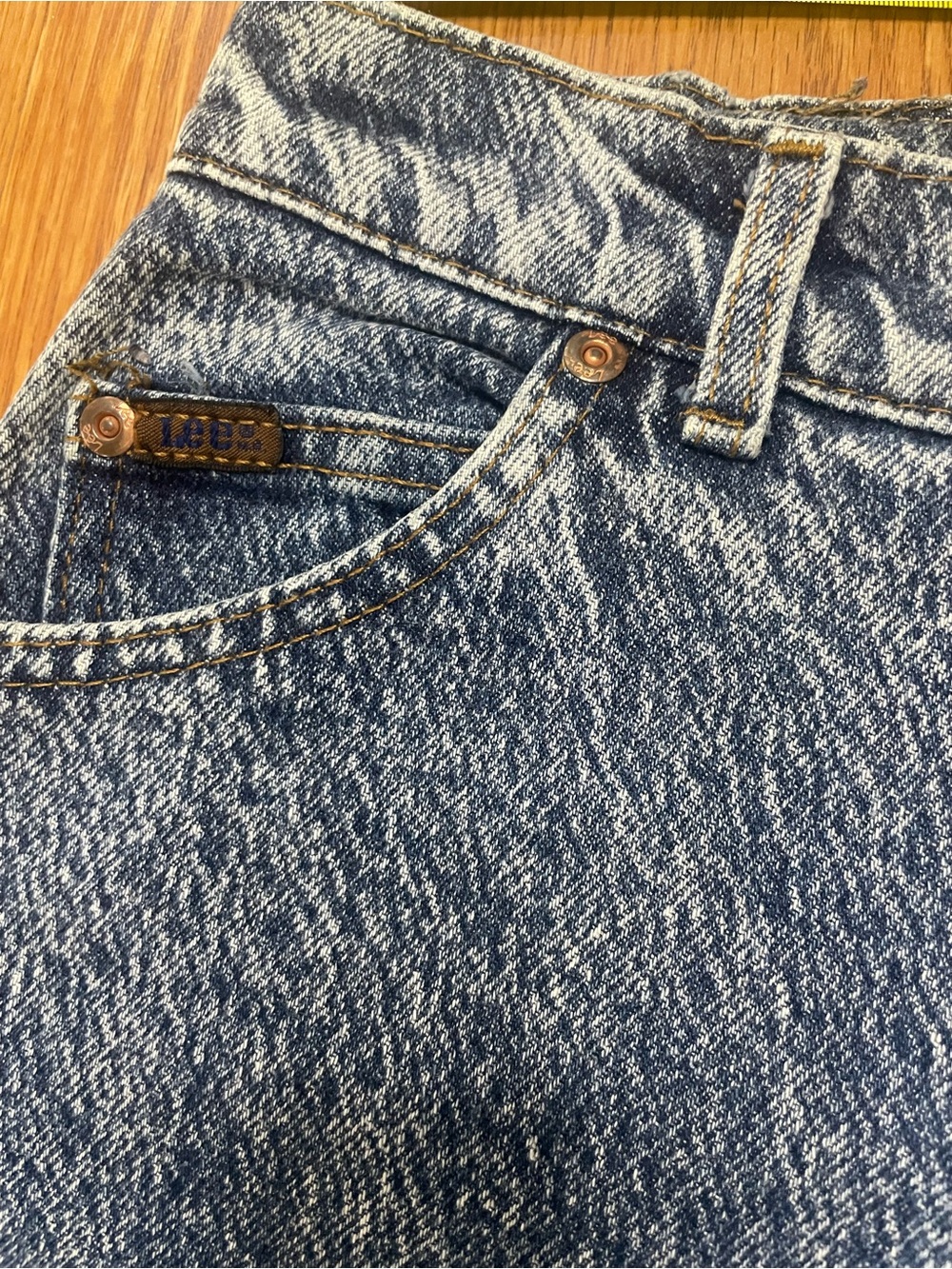 Vintage Lee High Waisted Acid Wash Mom Jeans Size 16 Petite 32x28 - Picture 8 of 14